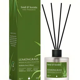SOUL & SCENTS Green & Black Lemongrass Fragrance Reed Diffuser Set With 6 Reed Sticks-50ml-10