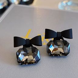 Estailo fashion Crystals Studded Bow Shaped Studs-image-16