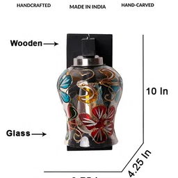 Devansh Transparent & Red Textured Wood Bell Shaped Wall Lamp-image-22