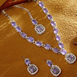 Atasi International Silver-Plated American Diamond-Studded Jewellery Set-image-73