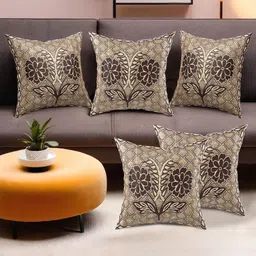 Aura Gold-Toned 5 Pieces Geometric Square Cushion Covers-18