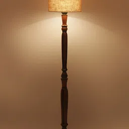 Devansh Black & Brown Wooden Floor Lamp-49