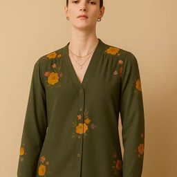 Mast & Harbour Women Floral Printed V Neck Shirt Style Top-picture-33