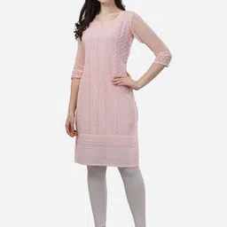 Kalini Women Ethnic Motifs Embroidered Chikankari Straight Kurta-30