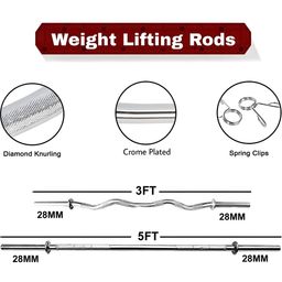YMD Steel Plates Curl Straight Rod Clamps Home Gym Combo image 3