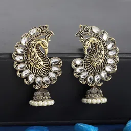 Anouk Peacock Shaped Jhumkas Earrings-20