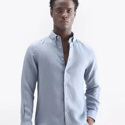 RARE RABBIT Button-Down Collar Comfort Linen Casual Shirt-image-5
