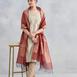 Fabindia Woven Design Cotton Silk Zari Banarsi Dupatta-picture-20