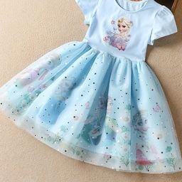 YK Girls Stars Embellished Fit and Flare Dress-picture-44