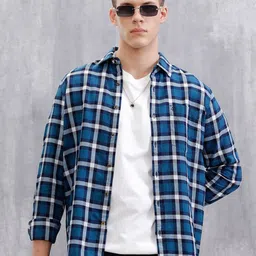 WROGN Comfort Slim Fit Tartan Checks Checked Cotton Casual Shirt-picture-23