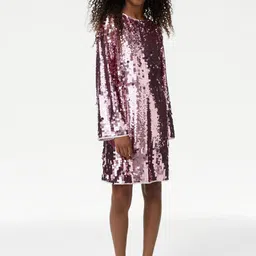 Marks & Spencer Girls Sequinned Embellished A-Line Dress-image-91