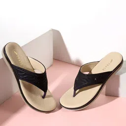 TRASE Women Solid Slip-On T-Strap Flats with Bows-image-1