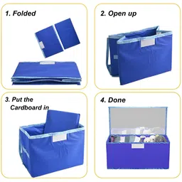 Aura Blue & White 6 Pieces Zig Zag Printed Drawer Organisers With Transparent Lid image 5