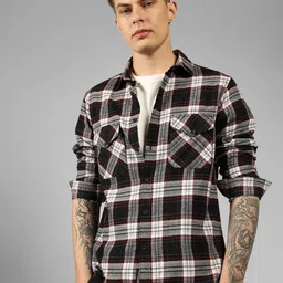Dennis Lingo Men Tartan Checks Relaxed Fit Pure Cotton Casual Shirt-image-35
