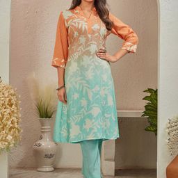 all about you Women Floral Printed Regular Kurta with Trousers-55