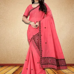 KAMDAR assamese Mekhela Chador Cotton Blend Saree with Blouse Piece-50