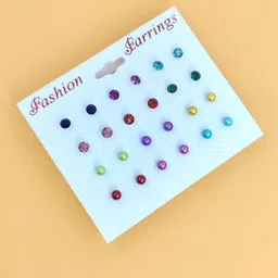 Honbon Set Of 12 Multicolor Studs Earrings-picture-32