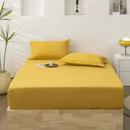 JC HOME Yellow 140 TC King Bedsheet Set 2.2 m x 2 m-4