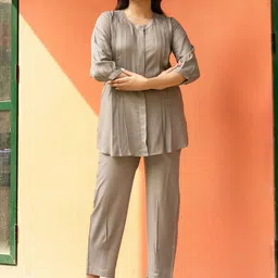 GULABOSITABO Pleated Flared Shirt With Trouser Co-Ords-image-72