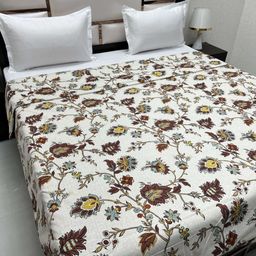 Pure Decor White & Brown Floral AC Room 300 GSM Double Bed Comforter-image-6