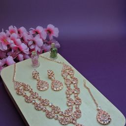 VATSALYA creation Alloy Gold- plated White Jewellery Set-image-26