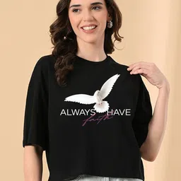 OWL MINK Women Graphic Printed Round Neck Pure Cotton T-shirt-image-74