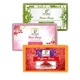 SPARSHAM-NATURE'S TOUCH Set Of 3 Neem, Rose & Saffron Soap - 125 g Each-49