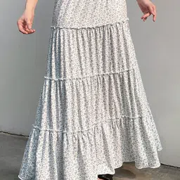 Outzidr Printed Maxi Tiered Skirt-image-18