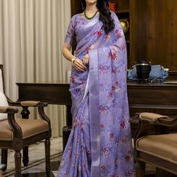 Satrani Floral Printed Zari Ready to Wear Saree-image-10