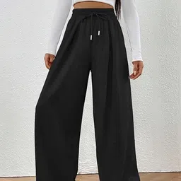 Imsa Moda Women Loose Fit Pleated Joggers Trousers-image-35