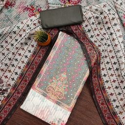 KALINI Printed Organza Unstitched Dress Material-image-72