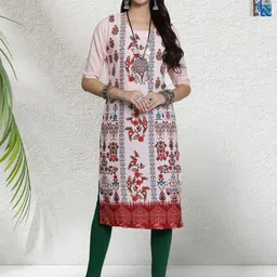 HERE&NOW Selection Of 2 Ethnic Motifs Printed Round Neck Straight Kurta-picture-18