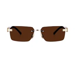 Arzonai Unisex Brown UV Protected Lens Metal Sunglasses-image-98