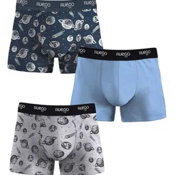 Nuego Pack Of 3 Abstract Printed Pure Cotton Trunks-26