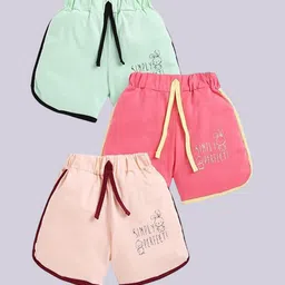 CERABI Girls Pack Of 3 Typography Printed Cotton High-Rise Shorts-picture-18
