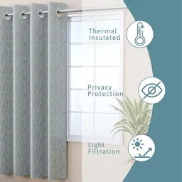 RUBOXA Grey & Gold-Toned Abstract Window Curtain image 2