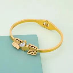 Kushal's Fashion Jewellery Gold-Plated Silver Party Zircon Studded Kada Bracelet-27