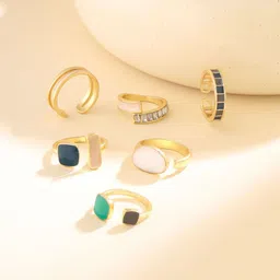 Yellow Chimes Set Of 6 Gold-Plated Adjustable Finger Rings-28