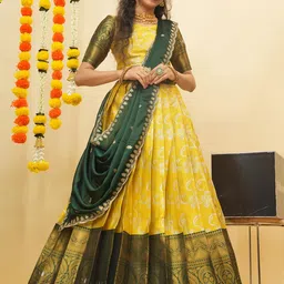 Fabcartz Semi-Stitched Lehenga & Unstitched Blouse With Dupatta-picture-3