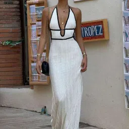 Addery Self Designed Halter Neck Swimwear Cover up Top-picture-3
