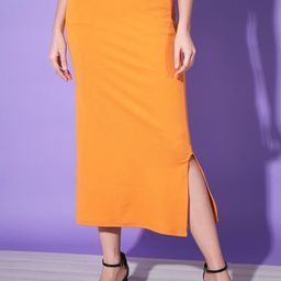 DIMPY GARMENTS Women Solid Pencil Midi Skirt-image-26