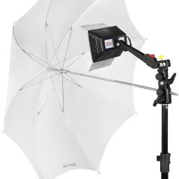 SUPERNIC Metal Sungun Adaptor with Dual Umbrella Holding Socket for Camera Flashes Rotating Flash Bracket image 3