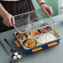 4Compartment Lunch Box for Office Men Women Big Size Stainless Steel Leak-Proof 4 Containers Lunch Box-image-52