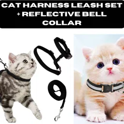Cat Harness Full Body Leash and Harness Set+Reflective Mini Collar with bell 1pc Cat Harness & Leash-picture-1