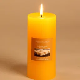hosley Lemon Bar Aroma Yellow Wax Pillar Candle-picture-18