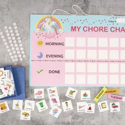 Kids Daily Responsibility Checklist, Hanging Chore Chart- Daily Task List-E1-11