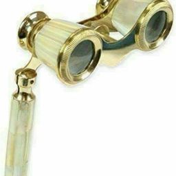 Brass Binocular Vintage Classic Glasses Mother of Pearl Binocular Leather Box Test Indicator-image-53