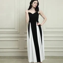 Women Maxi Black, White Full Length Dress-image-1