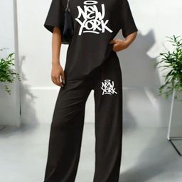 My Swag Printed T-Shirt With Trousers Co-Ords-image-37