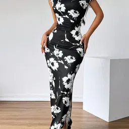 BAESD Women One Shoulder Floral Printed Maxi Dress-image-74